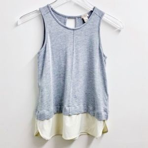 JCrew Gray and Ivory Keyhole Tank Top